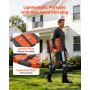 VEVOR Telescoping Ladder, 380 cm Extension Ladder One-Button Retraction, Heavy-Duty 150 kg Capacity, for Home Repairs, Painting, Window Cleaning and RV, Aluminum, Anti-Slip Steps, Orange & Black