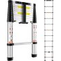 Teleskopický rebrík VEVOR, 10,5 FT hliníkový sklopný predlžovací rebrík s jedným tlačidlom, kapacita 375 LBS s protišmykovými nožičkami, prenosný viacúčelový kompaktný rebrík pre domácnosť, obytný automobil, podkrovie, zoznam ANSI