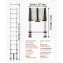 VEVOR 3.8m Telescoping Ladder, Aluminum Lightweight Multi-Purpose Collapsible Extension, One-Touch Retraction Ladder, Heavy Duty 150kg Max Capacity with Non-Slip Feet, for Home, Outdoor Work, Loft