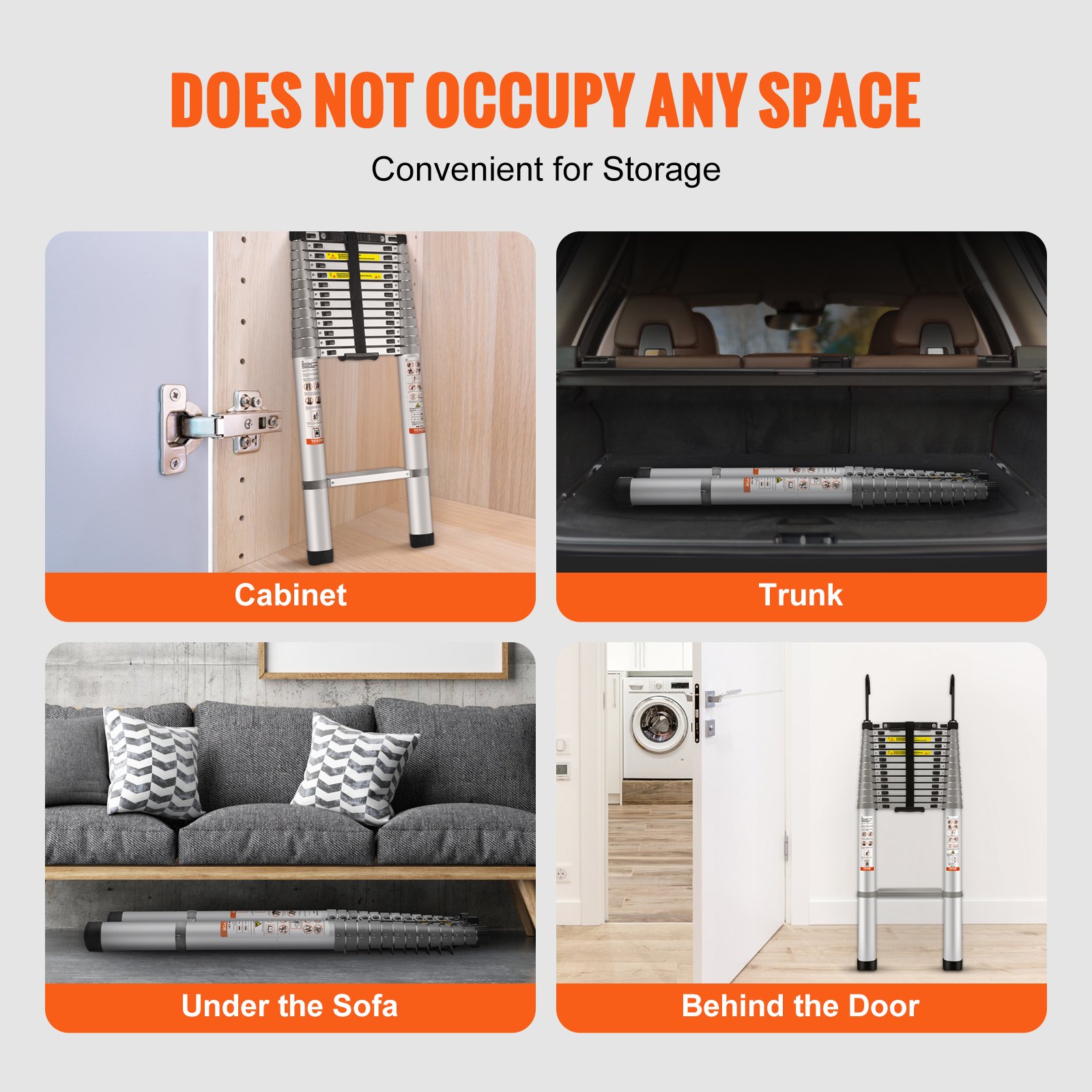 VEVOR Telescoping Ladder Aluminum Extension Step 563.9 cm Multi-purpose Portable