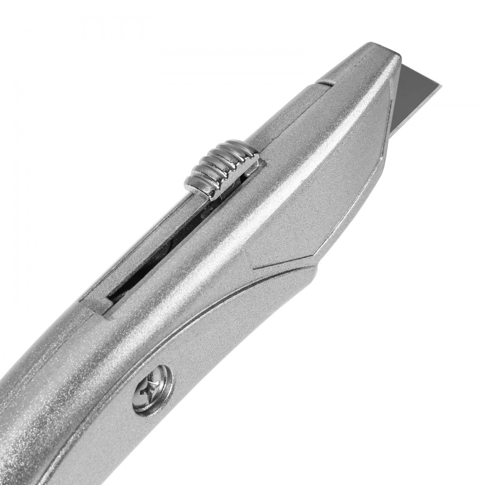 VEVOR Utility Knife, 2-Pack Retractable Box Cutter, with Aluminum Alloy Case, SK5 Blades and Handle, 3-Position Blade, 5 Blades, Heavy Duty Box Cutter for Leather, Card Board, Rubber Cables, Silver