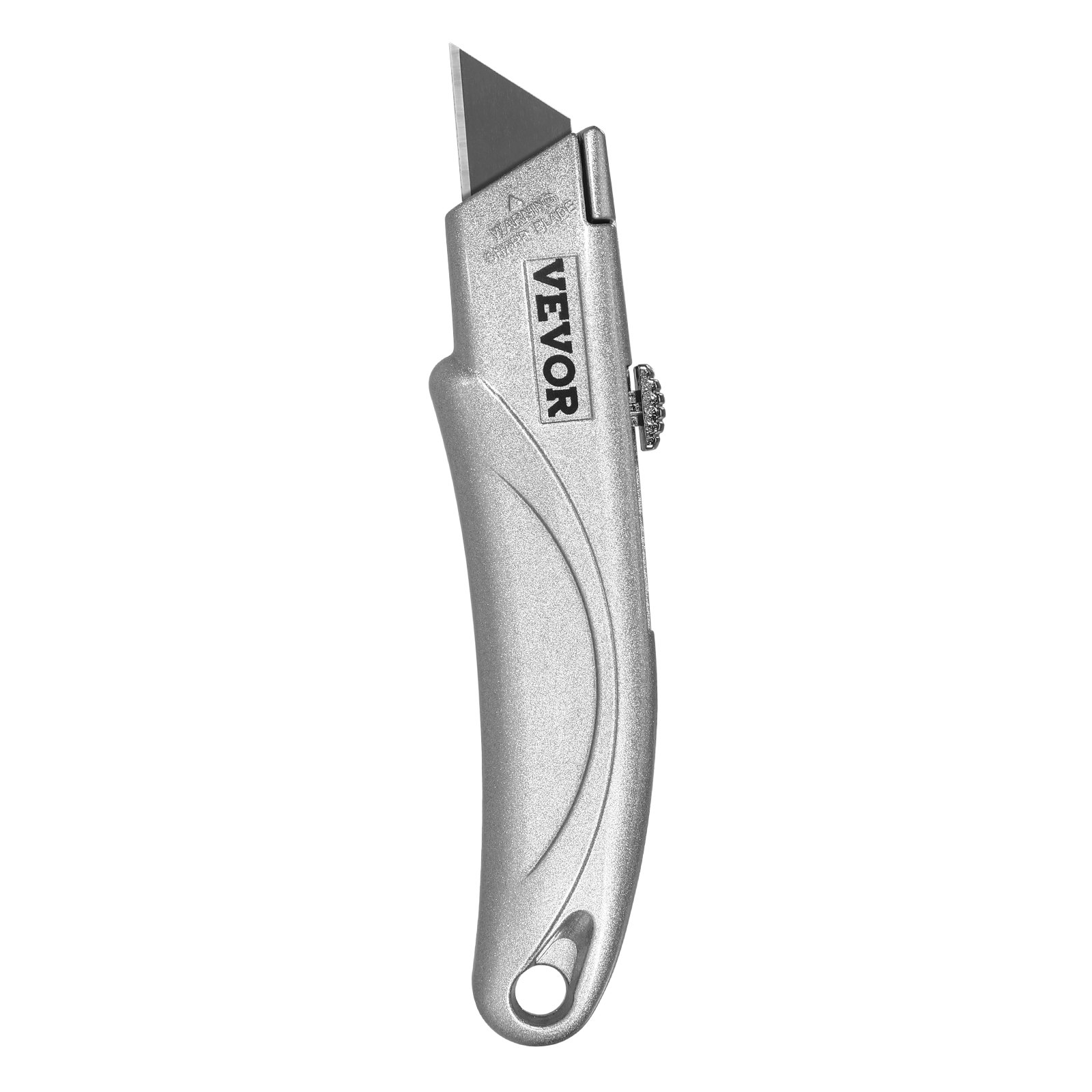 VEVOR Utility Knife, 2-Pack Retractable Box Cutter, with Aluminum Alloy Case, SK5 Blades and Handle, 3-Position Blade, 5 Blades, Heavy Duty Box Cutter for Leather, Card Board, Rubber Cables, Silver
