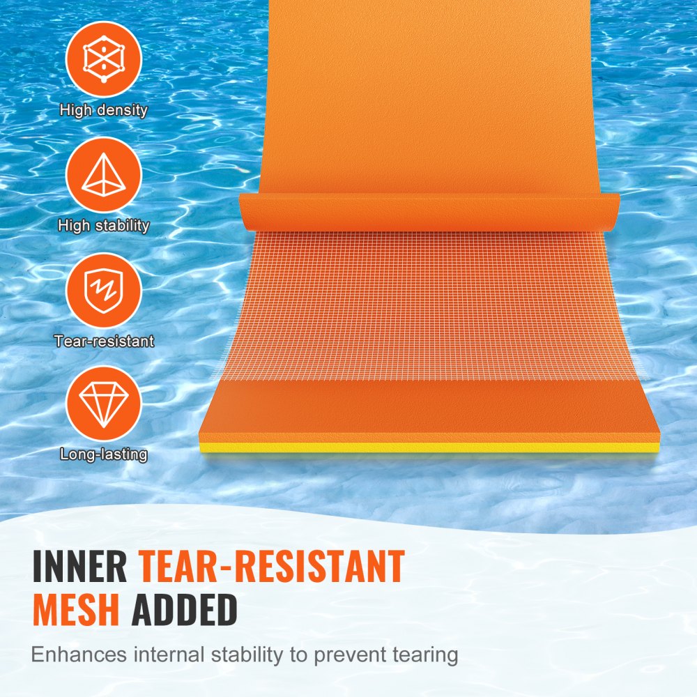 VEVOR Lily Pad Floating Mat, Large 9x6 FT Floating Water Pad, 3-Layer Floating Dock for Adults Kids, 1.3" Thick Tear-Resistant XPE Foam Raft, Floating Island for Lake, Pool, Ocean, Beach, and Boating