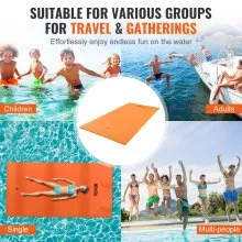 VEVOR Lily Pad Floating Mat, Large 12x6 FT Floating Water Pad, 3-Layer Floating Dock for Adults Kids, 1.3" Thick Tear-Resistant XPE Foam Raft, Floating Island for Lake, Pool, Ocean, Beach, and Boating