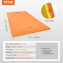VEVOR Lily Pad Floating Mat, Large 12x6 FT Floating Water Pad, 3-Layer Floating Dock for Adults Kids, 1.3" Thick Tear-Resistant XPE Foam Raft, Floating Island for Lake, Pool, Ocean, Beach, and Boating