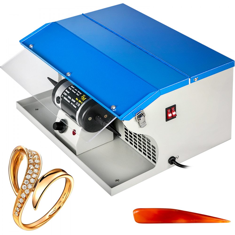 Aiqidi 500W Polishing Buffing Machine Benchtop Jewelry Polisher Tabletop  Dust Collector with Light 0-10000RPM 110V 