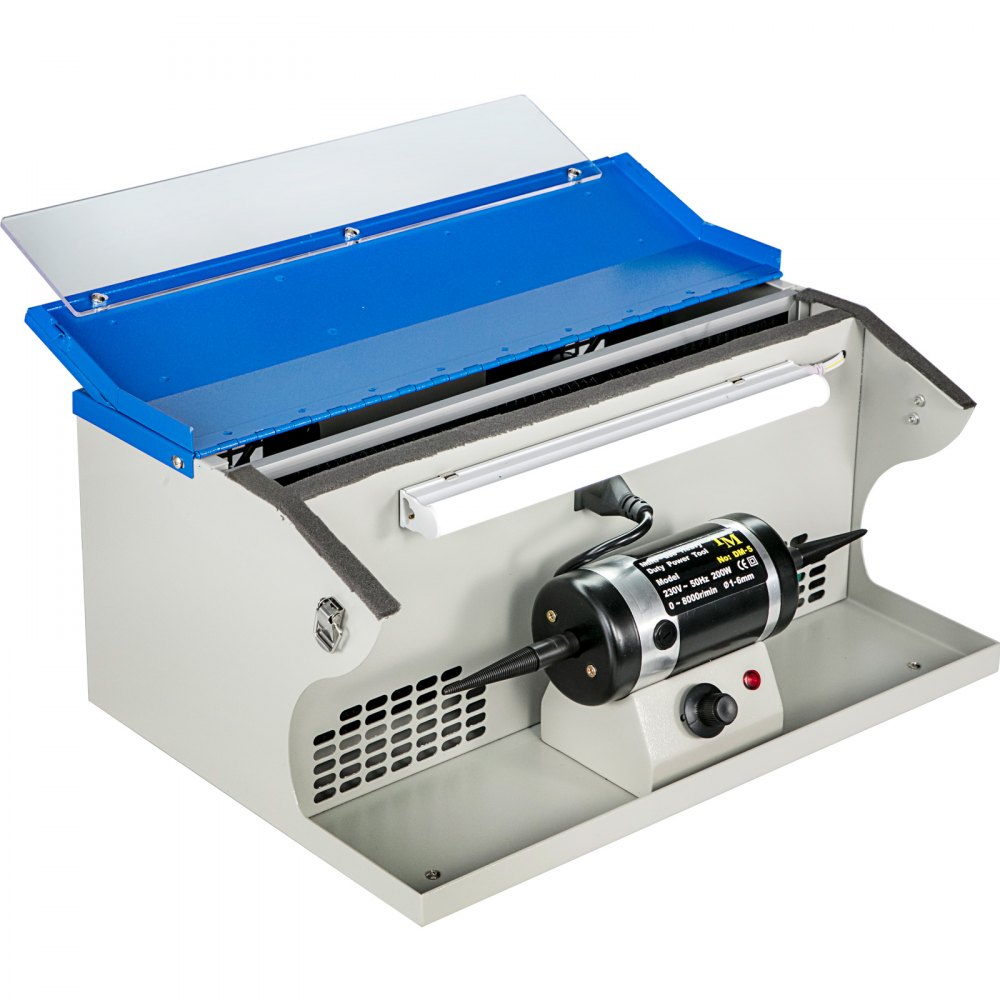 VEVOR Máquina pulidora de joyería 200 W Máquina pulidora de joyería 110 V Herramienta de pulido de joyería Colector de polvo con mesa ligera Pulidora de joyería