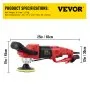 VEVOR Wet Polisher Grinder, 6 Variable Speed Buffing Machine & 8PCS Polishing Kit, with 4" & 5" Diamond Polishing Pads, Splash Shield, Concrete Stone Tool for Ceramic Tile Marble Stone Countertop
