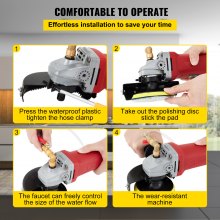 VEVOR Wet Polisher Grinder, Variable Speed 8 pcs Kit, Extra 4" & 5" Diamond Polishing Pads , Buffing Machine w 59" Pipe Adapter & Splash Shield, Concrete Stone Tool for Granite/Marble Countertop CE