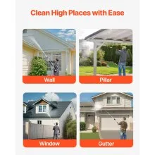 VEVOR Pressure Washer Telescoping Wand, 24 ft, 4000 psi, Telescopic Spray Wand with Power Washer Extension Wands, Gutter Cleaner, Brush Head, Pivoting Coupler, 7 Spray Nozzles and Support Harness