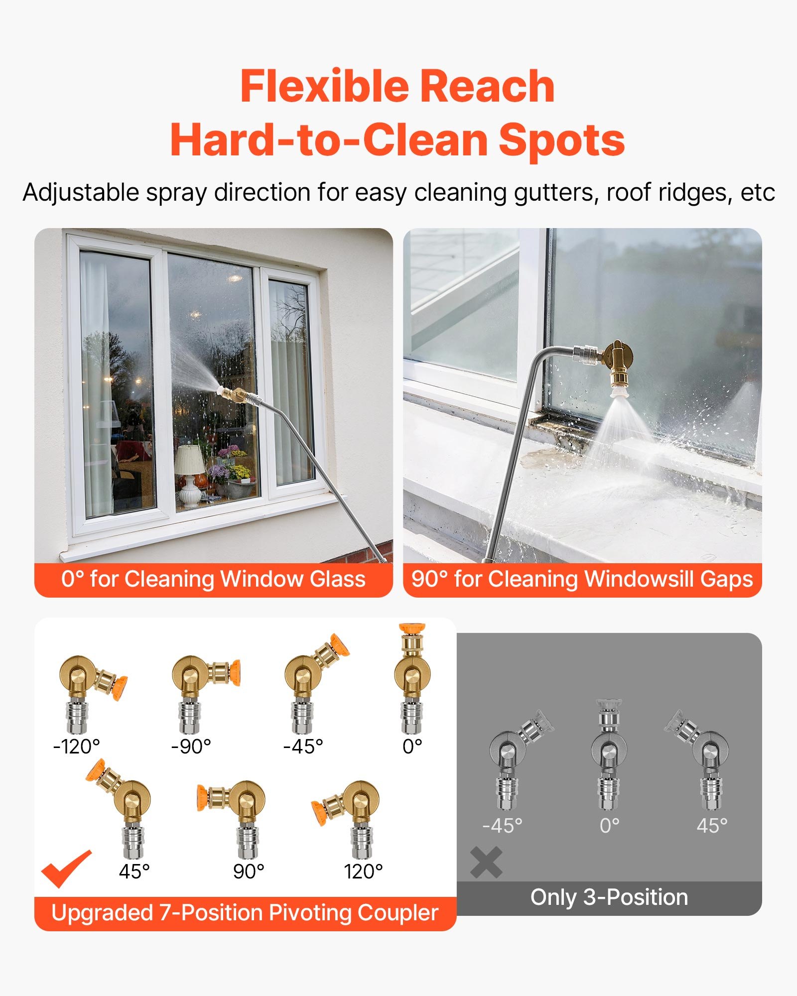 VEVOR 7.62 m Pressure Washer Telescoping Wand, with Power Washer Extension Wands & High Pressure Hose, Brush Head, 7 Nozzles, Hose Adapter, Support Belt, Storage Bag, 4000 PSI for High Cleaning