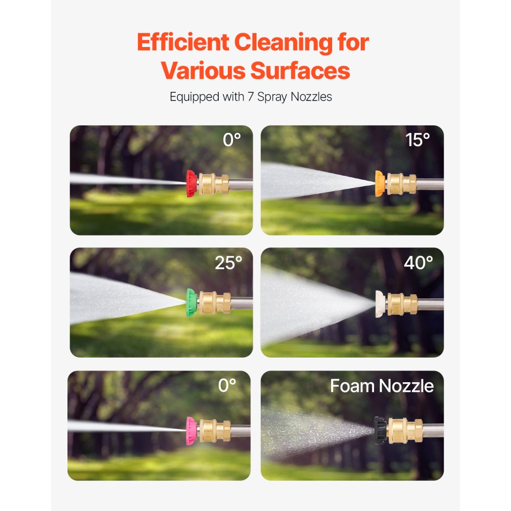 VEVOR Pressure Washer Telescoping Wand, 6358 mm, 275 bar, Telescopic Spray Wand with Power Washer Extension Wands, Gutter Cleaner, Pivoting Coupler, 7 Spray Nozzle Tips and Adjustable Support Harness