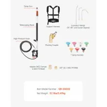 VEVOR Pressure Washer Telescoping Wand, 24 ft, 4000 psi, Telescopic Spray Wand with Power Washer Extension Wands, Gutter Cleaner, Pivoting Coupler, 7 Spray Nozzle Tips and Adjustable Support Harness