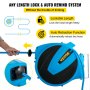 VEVOR Retractable Hose Reel, 5/8 inch x 50 ft, Any Length Lock & Automatic Rewind Water Hose, Wall Mounted Garden Hose Reel w/ 180° Swivel Bracket and 7 Pattern Hose Nozzle, Blue