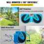 VEVOR Retractable Hose Reel, 5/8 inch x 90 ft, Any Length Lock & Automatic Rewind Water Hose, Wall Mounted Garden Hose Reel w/ 180° Swivel Bracket and 7 Pattern Hose Nozzle, Blue