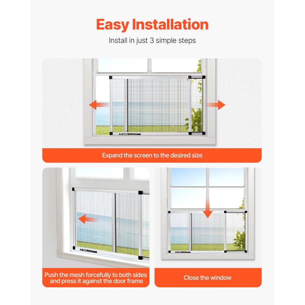 Mosquitera ajustable VEVOR, 38 cm de alto x 53 cm - 101 cm de ancho, 2 paquetes. Mosquiteras extensibles con marco de aluminio y malla resistente. Instalación horizontal o vertical ajustable. Ideal para casa o jardín.