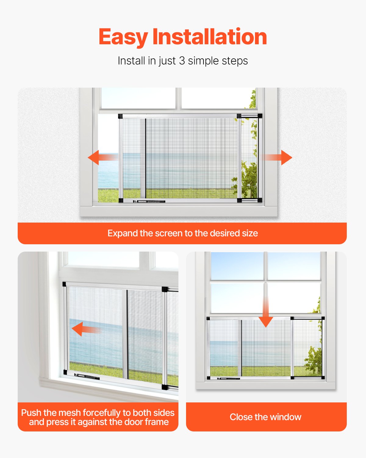 Mosquitera ajustable VEVOR, 38 cm de alto x 53 cm - 101 cm de ancho, 2 paquetes. Mosquiteras extensibles con marco de aluminio y malla resistente. Instalación horizontal o vertical ajustable. Ideal para casa o jardín.
