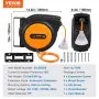 VEVOR Retractable Extension Cord Reel, 80 FT, Heavy Duty 12AWG/3C SJTOW Retractable Power Cord with Lighted Triple Tap Outlet, 15 Amp Circuit Breaker 180° Swivel Bracket for Ceiling or Wall Mount