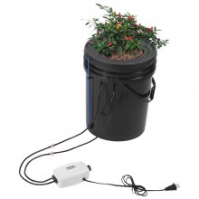 VEVOR DWC Hydroponics Grow System, Hydroponic Growing System with Top Drip Kit, 5-Gallon Deep Water Culture with Air Pump, Air Stone and Water Level Device for Leafy Vegetables(1 Bucket+Top Drip Kit)