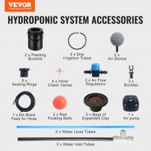 VEVOR DWC Hydroponics Grow System, Hydroponic Growing System with Top Drip Kit, Deep Water Culture 5-Gallon 2 Buckets, with Air Pump, Air Stones and Water Level Device for Leafy Vegetables