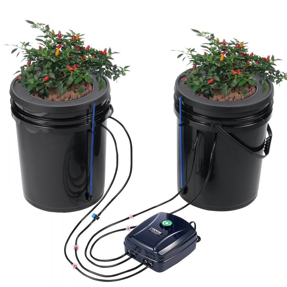 VEVOR DWC Hydroponics Grow System Cultură în apă adâncă cu Top Drip 2 găleți