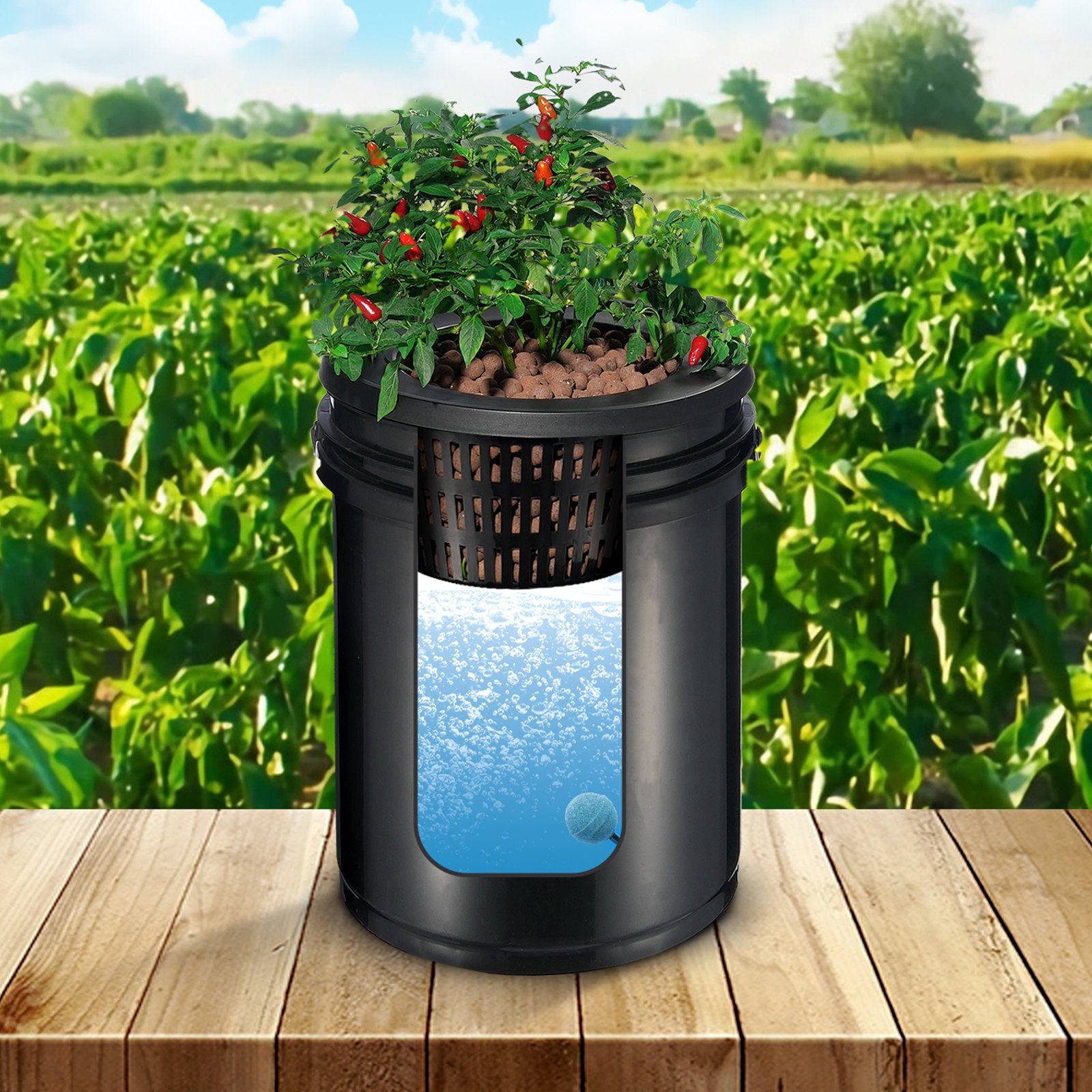 VEVOR RDWC Hydroponics System Recirculating Deep Water Culture 4 Buckets 18.9 L