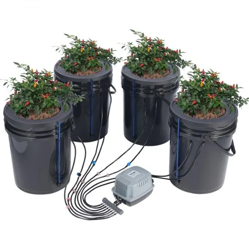 VEVOR DWC Hydroponics Grow System, Hydroponic Growing System with Top Drip Kit, Deep Water Culture 5-Gallon 4 Buckets, with Air Pump, Air Stones and Water Level Device for Leafy Vegetables