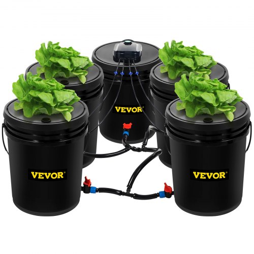 VEVOR Hydroponics Deep Water Culture DWC Hydroponic System 5 Gallon 5 Buckets