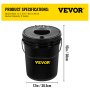 VEVOR hydroponics system, 5-gallon bucket, 12x15in, black with yellow logo.