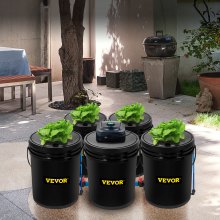 VEVOR DWC Hydroponic System, 5 Gallon 5 Buckets, Deep Water Culture Growing Bucket, Hydroponics Grow Kit with Pump, Air Stone and Connected Reservoir, for Indoor/Outdoor Leafy Vegetables