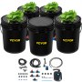VEVOR DWC Hydroponic System, 5 Gallon 5 Buckets, Deep Water Culture Growing Bucket, Hydroponics Grow Kit with Pump, Air Stone and Connected Reservoir, for Indoor/Outdoor Leafy Vegetables