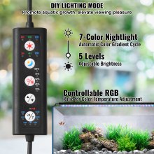 VEVOR Aquarium Light, 14W Full Spectrum Fish Tank Light with 24/7 Natural Mode, Adjustable Timer & 5-Level Brightness, with Aluminum Alloy Shell Extendable Brackets for 12"-18" Freshwater Planted Tank