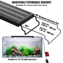 VEVOR Aquarium Light, 10W Full Spectrum Fish Tank Light with 5 Levels Adjustable Brightness, Adjustable Timer and Power-Off Memory, with ABS Shell Extendable Brackets for 12"-18" Freshwater Fish Tank