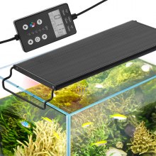 VEVOR Aquarium Light with LCD Monitor, 14W Full Spectrum Fish Tank Light with 24/7 Natural Mode, Adjustable Brightness & Timer - Aluminum Alloy Shell Extendable Brackets for 12"-18" Freshwater Tank