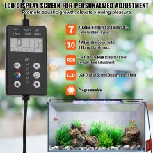 VEVOR Full Spectrum Aquarium Light & LCD Monitor for 12"-18" Freshwater Tank 14W