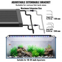 VEVOR Aquarium Light 18W Full Spectrum Fish Tank Light for 18"-24" Fish Tank