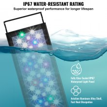 VEVOR Luz de acuario con monitor LCD, luz de tanque de peces de espectro completo de 22 W con modo natural 24/7, brillo ajustable y temporizador, soportes extensibles de carcasa de aleación de aluminio para tanque de agua dulce de 24 a 30 pulgadas