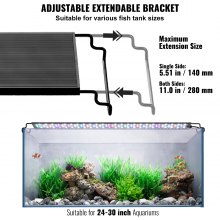 VEVOR Aquarium Light with LCD Monitor, 22W Full Spectrum Fish Tank Light with 24/7 Natural Mode, Adjustable Brightness & Timer - Aluminum Alloy Shell Extendable Brackets for 24"-30" Freshwater Tank