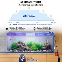VEVOR Aquarium Light, 26W Full Spectrum Fish Tank Light with 24/7 Natural Mode, Adjustable Timer & 5-Level Brightness, with Aluminum Alloy Shell Extendable Brackets for 30"-36" Freshwater Planted Tank