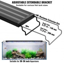 VEVOR Aquarium Light, 22W Full Spectrum Fish Tank Light with 5 Levels Adjustable Brightness, Adjustable Timer and Power-Off Memory, with ABS Shell Extendable Brackets for 30"-36" Freshwater Fish Tank
