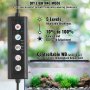 VEVOR aquarium light controller with adjustable brightness and color temperature, aquarium plants below.