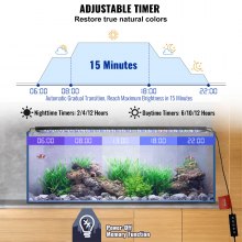 VEVOR Aquarium Light, 26W Full Spectrum Fish Tank Light with 5 Levels Adjustable Brightness, Adjustable Timer and Power-Off Memory, with ABS Shell Extendable Brackets for 36"-42" Freshwater Fish Tank