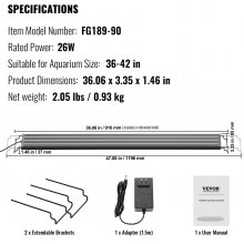 VEVOR Aquarium Light 26W Full Spectrum Aquarium LED-lampor för 36