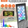 VEVOR aquarium light with full spectrum five-row led beads, flicker-free at 50/60hz, illuminating plants.