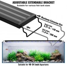 VEVOR Aquarium Light, 36W Full Spectrum Fish Tank Light with 5 Levels Adjustable Brightness, Adjustable Timer and Power-Off Memory, with ABS Shell Extendable Brackets for 48"-54" Freshwater Fish Tank