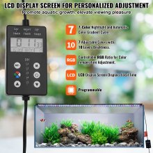 VEVOR Aquarium Light with LCD Monitor, 42W Full Spectrum Fish Tank Light with 24/7 Natural Mode, Adjustable Brightness & Timer - Aluminum Alloy Shell Extendable Brackets for 48"-54" Freshwater Tank