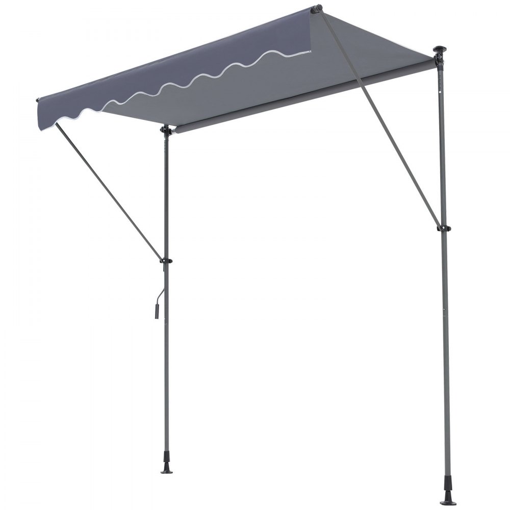 VEVOR Manual Retractable Awning, 118" Outdoor Retractable Patio Awning Sunshade Shelter, Adjustable Patio Door Window Awning Canopy with 39" Sun Shade Curtain for Backyard, Garden, Balcony