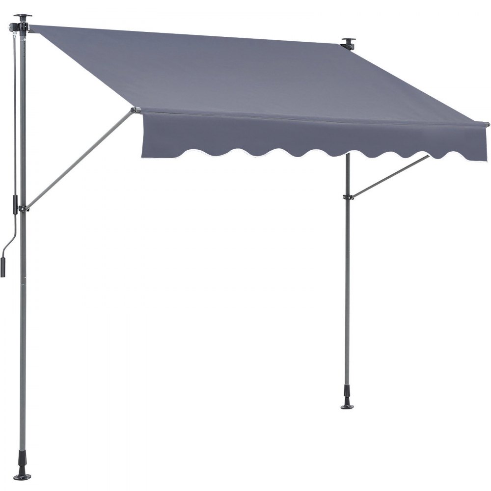 VEVOR Manual Retractable Awning, 118" Outdoor Retractable Patio Awning Sunshade Shelter, Adjustable Patio Door Window Awning Canopy with 39" Sun Shade Curtain for Backyard, Garden, Balcony