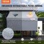 Copertina retractabilă manuală VEVOR, 118 inchi de marchiză retractabilă pentru exterior, adăpost pentru parasolar, copertina reglabilă pentru fereastră ușă de terasă cu perdea de 39 inchi pentru curte, grădină, balcon