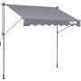 VEVOR retractable awning with gray fabric and sturdy metal frame, featuring a hand crank for easy adjustment.